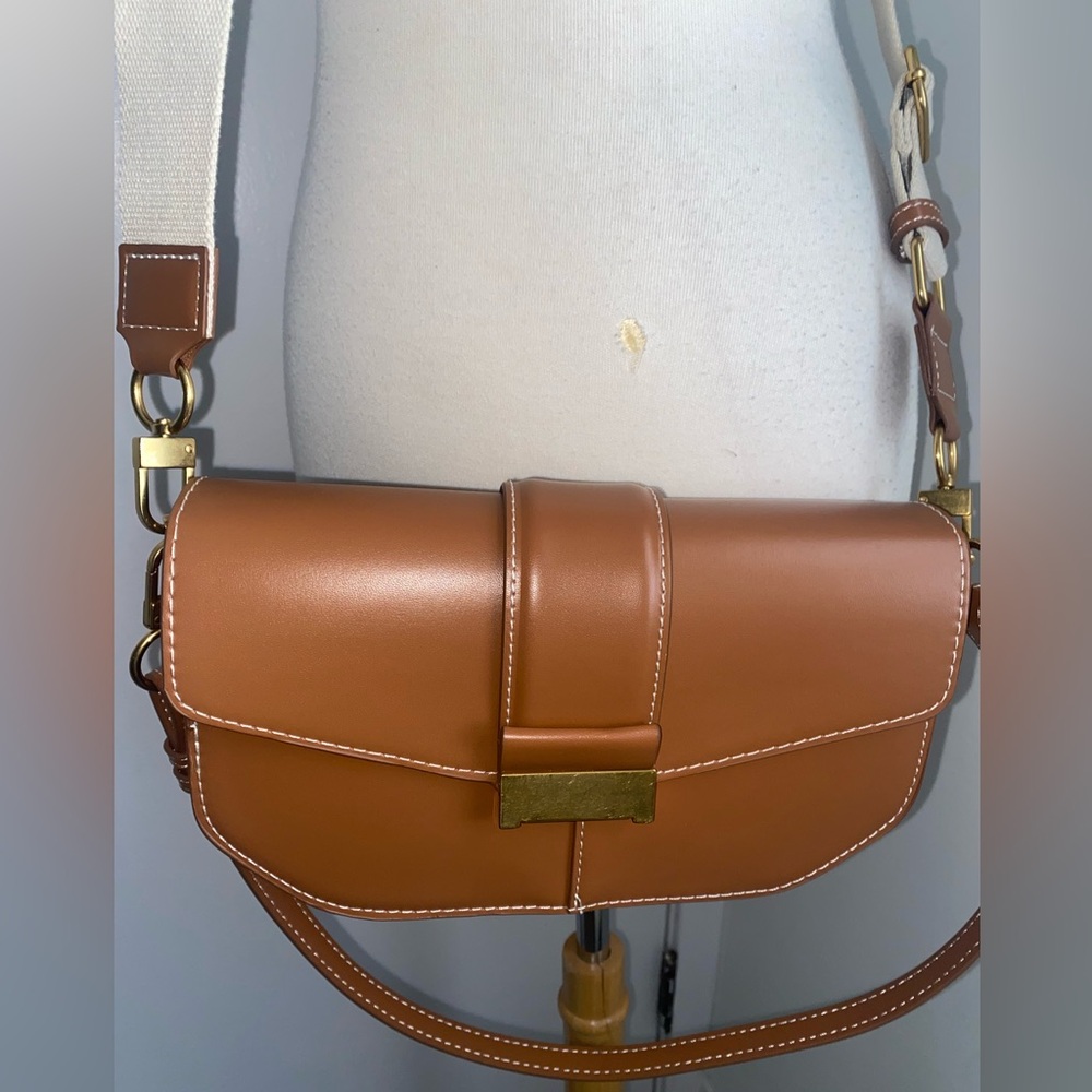 ZARA Cognac Faux Leather Bag - EUC - Picture 3 of 7